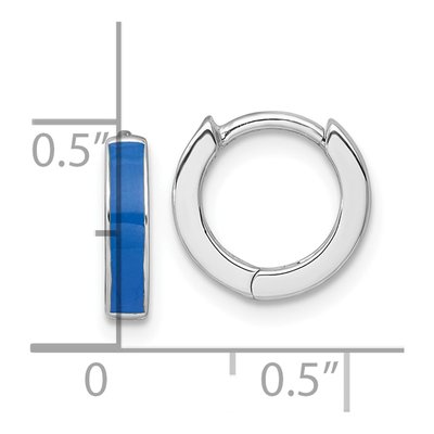 Sterling Silver 11mm Blue Enamel Huggie Hoop Earrings – view 4