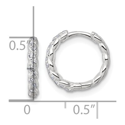 Sterling Silver 12mm CZ Twisted Huggie Hoop Earrings – view 4
