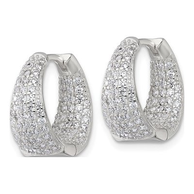 Sterling Silver 16mm CZ Hoop Earrings – view 3