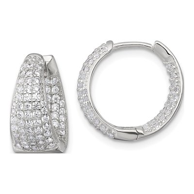 Sterling Silver 16mm CZ Hoop Earrings