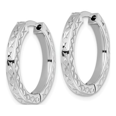 Sterling Silver 23mm Diamond-Cut Huggie Hoop Earrings – view 3