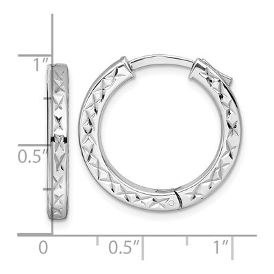 Sterling Silver 23mm Diamond-Cut Huggie Hoop Earrings – view 4