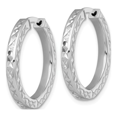 Sterling Silver 25mm Diamond-Cut Huggie Hoop Earrings – view 3