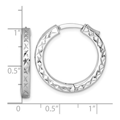 Sterling Silver 25mm Diamond-Cut Huggie Hoop Earrings – view 4