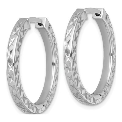 Sterling Silver 28mm Diamond-Cut Huggie Hoop Earrings – view 3