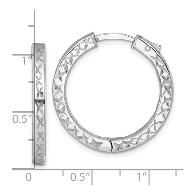Sterling Silver 28mm Diamond-Cut Huggie Hoop Earrings – view 4