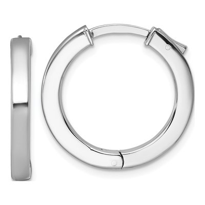 Sterling Silver 23mm Square Tube Huggie Hoop Earrings