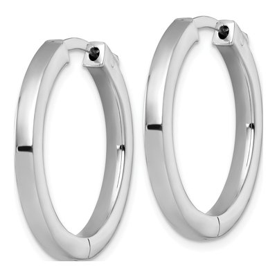 Sterling Silver 28mm Square Tube Huggie Hoop Earrings – view 3