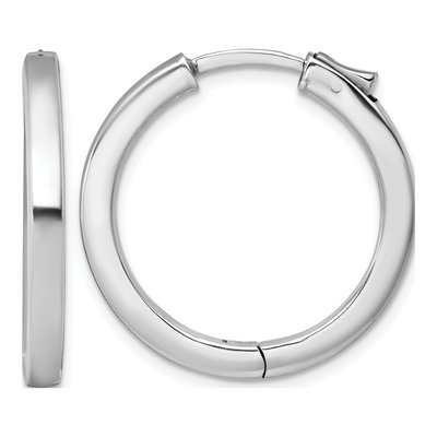 Sterling Silver 28mm Square Tube Huggie Hoop Earrings