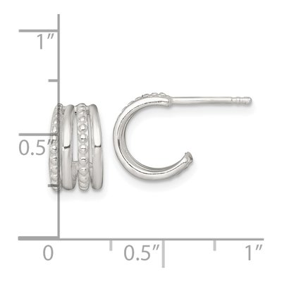 Sterling Silver 11mm Beaded 4-Row C- Hoop Earrings – view 4