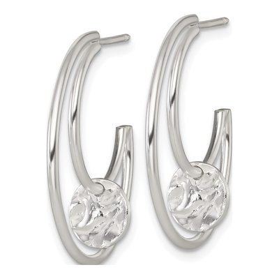 Sterling Silver 26mm Crescent Moon C- Hoop Earrings – view 3