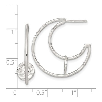 Sterling Silver 26mm Crescent Moon C- Hoop Earrings – view 4