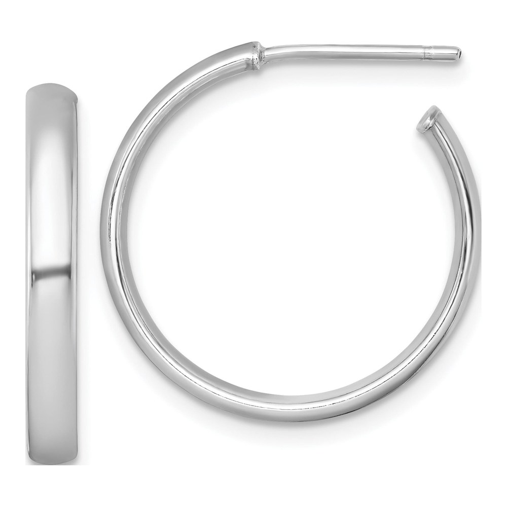 Sterling Silver Rhodium-Plated Polished 3.00 X 23mm C-Hoop Post Earrings