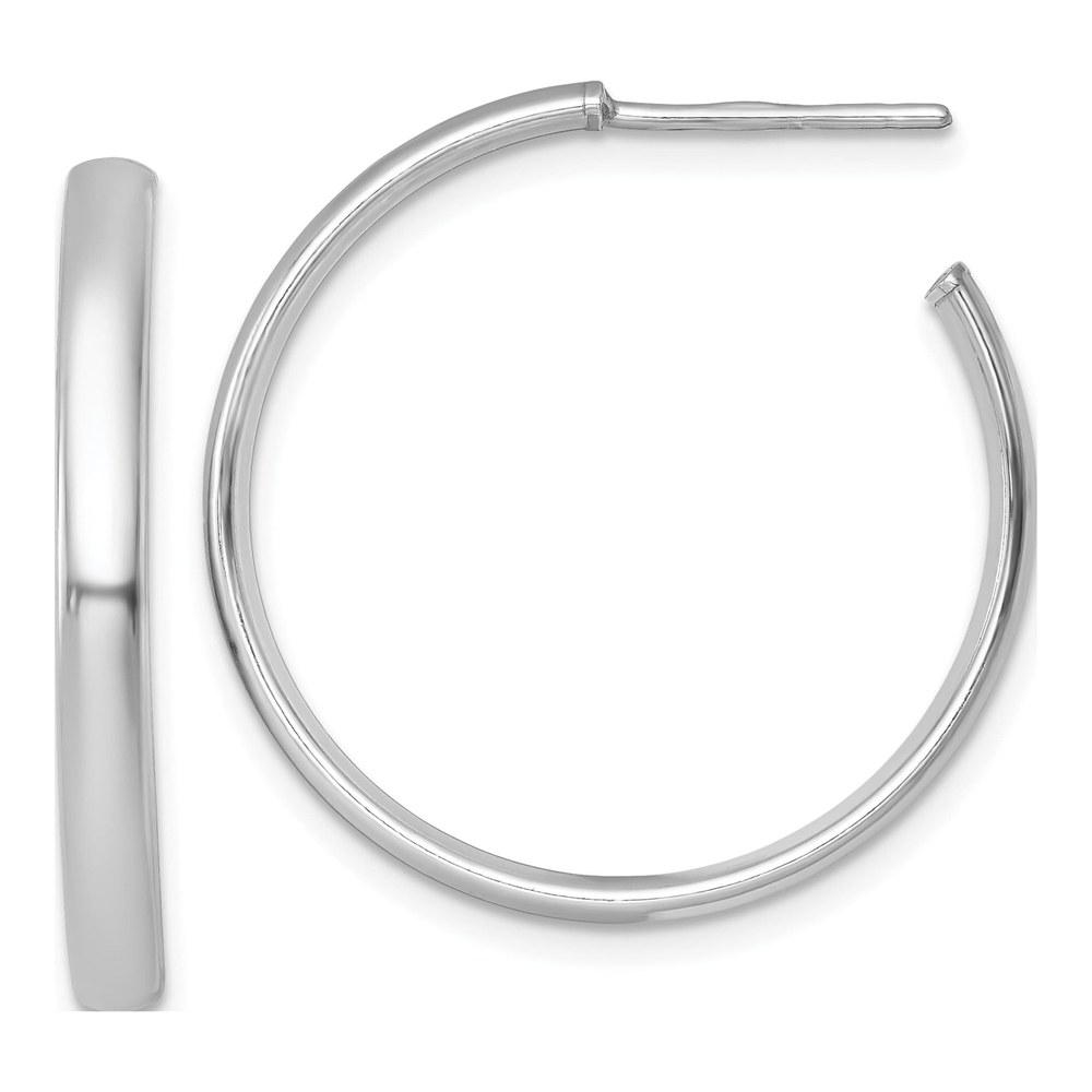 Sterling Silver Rhodium-Plated Polished 3.00 X 28mm C-Hoop Post Earrings