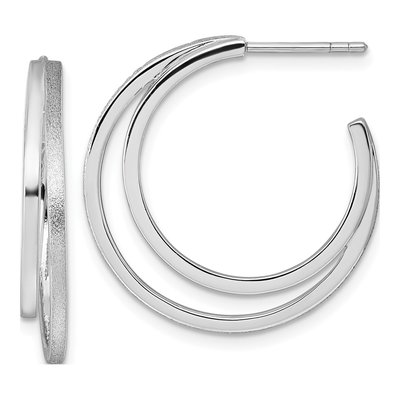 Sterling Silver 25mm Double C- Hoop Earrings