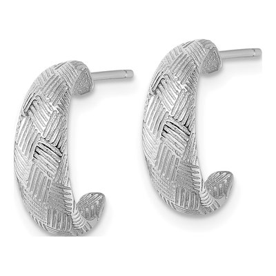 Sterling Silver 15mm Woven J- Hoop Earrings – view 3