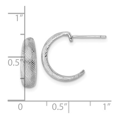 Sterling Silver 15mm Woven J- Hoop Earrings – view 4