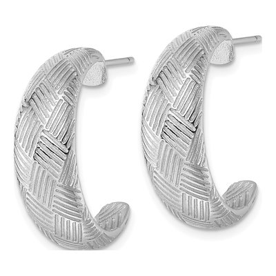 Sterling Silver 25mm Woven J- Hoop Earrings – view 3