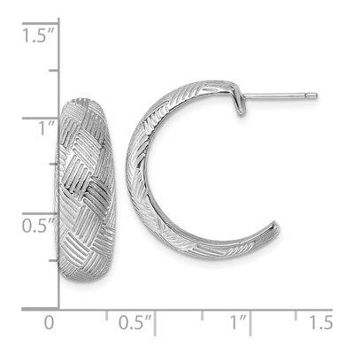 Sterling Silver 25mm Woven J- Hoop Earrings – view 4