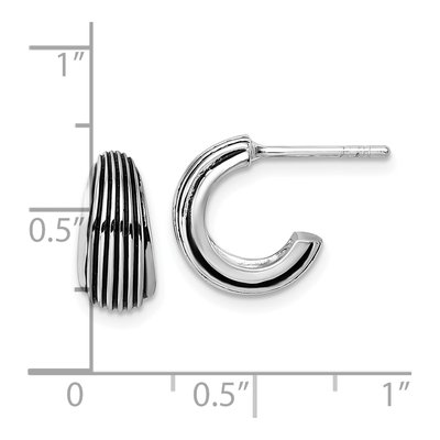 Sterling Silver 12mm Antiqued J- Hoop Earrings – view 4