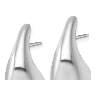 Sterling Silver 28mm Puffed Teardrop Hoop Earrings – view 3