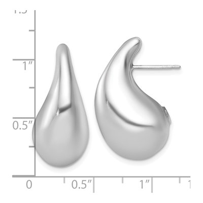 Sterling Silver 28mm Puffed Teardrop Hoop Earrings – view 4