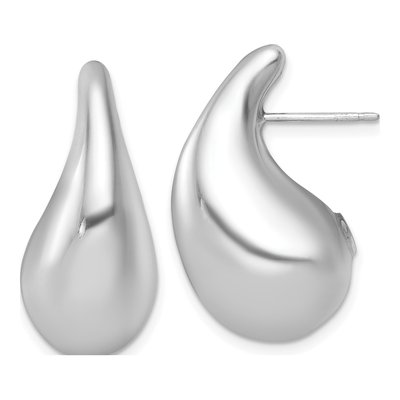 Sterling Silver 28mm Puffed Teardrop Hoop Earrings