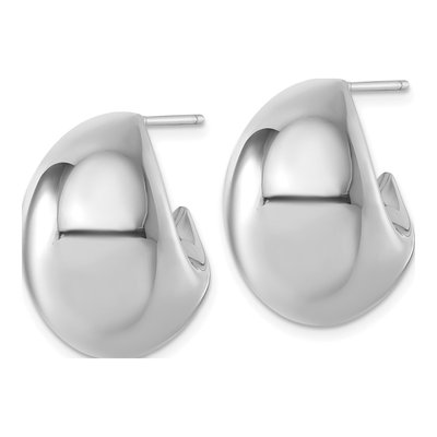 Sterling Silver 23mm Puffed J- Hoop Earrings – view 3