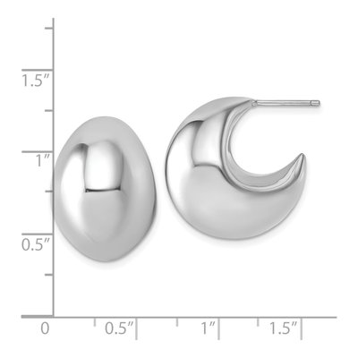 Sterling Silver 23mm Puffed J- Hoop Earrings – view 4