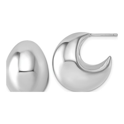 Sterling Silver 23mm Puffed J- Hoop Earrings