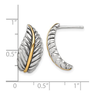 Sterling Silver & 14K Gold 21mm Feather Hoop Earrings – view 4