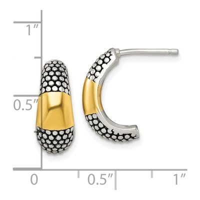 Sterling Silver 17mm Textured J- Hoop Earrings – view 4