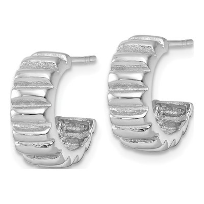 Sterling Silver 15mm Scalloped C- Hoop Earrings – view 3