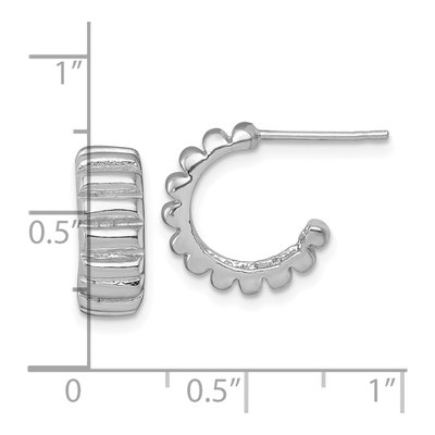 Sterling Silver 15mm Scalloped C- Hoop Earrings – view 4