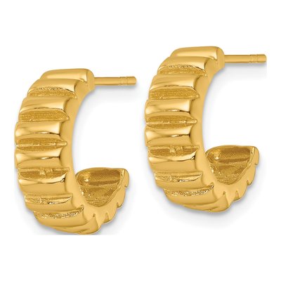 Gold-Plated Sterling Silver 15mm Scalloped C- Hoop Earrings – view 3