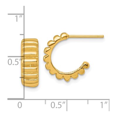 Gold-Plated Sterling Silver 15mm Scalloped C- Hoop Earrings – view 4
