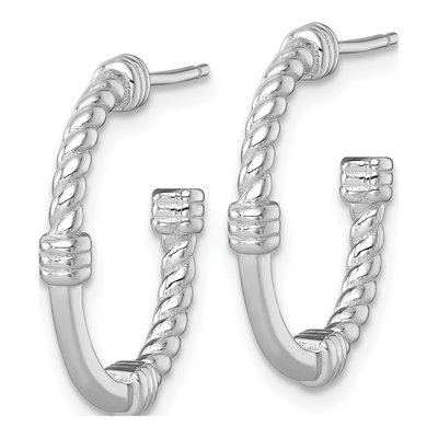 Sterling Silver 21mm Twisted C- Hoop Earrings – view 3