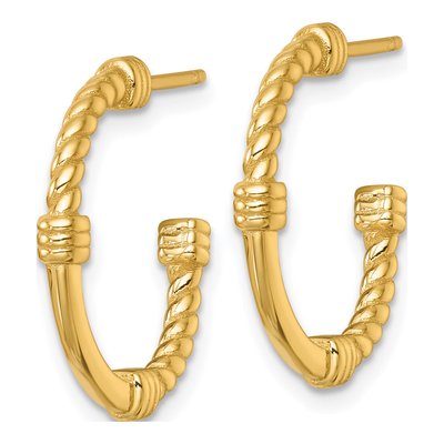 Gold-Plated Sterling Silver 21mm Twisted C- Hoop Earrings – view 3