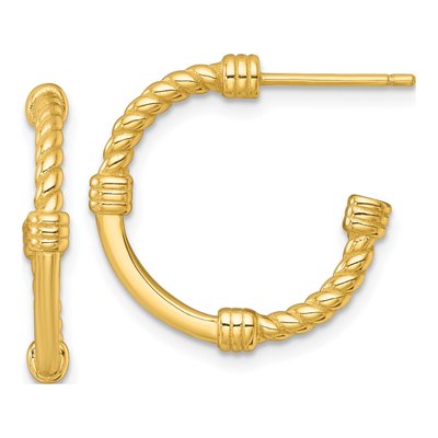 Gold-Plated Sterling Silver 21mm Twisted C- Hoop Earrings