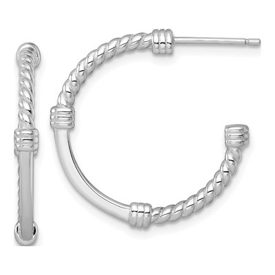 Sterling Silver 24mm Twisted C- Hoop Earrings