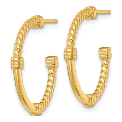 Gold-Plated Sterling Silver 24mm Twisted C- Hoop Earrings – view 3