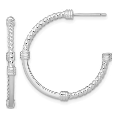 Sterling Silver 30mm Twisted C- Hoop Earrings