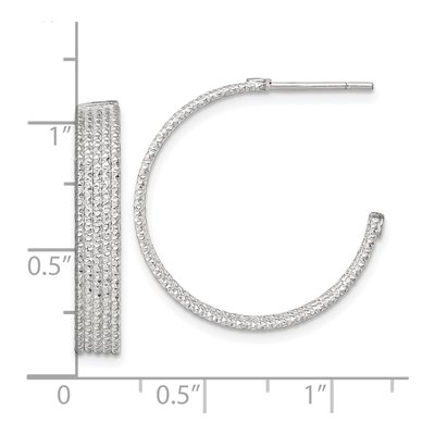 Sterling Silver 25mm Textured C- Hoop Earrings – view 4