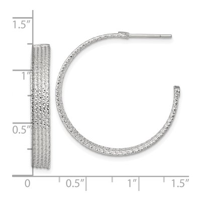 Sterling Silver 30mm Textured C- Hoop Earrings – view 4