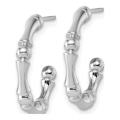 Sterling Silver 20mm Patterned C- Hoop Earrings – view 3