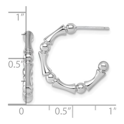 Sterling Silver 20mm Patterned C- Hoop Earrings – view 4