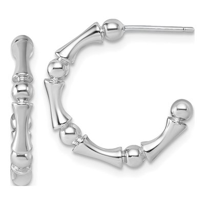 Sterling Silver 20mm Patterned C- Hoop Earrings