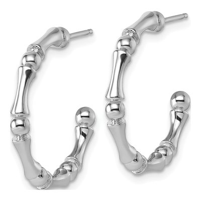 Sterling Silver 24mm Patterned C- Hoop Earrings – view 3