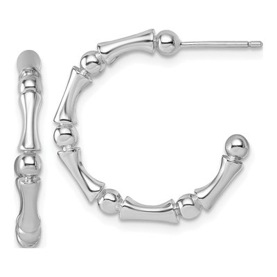 Sterling Silver 24mm Patterned C- Hoop Earrings