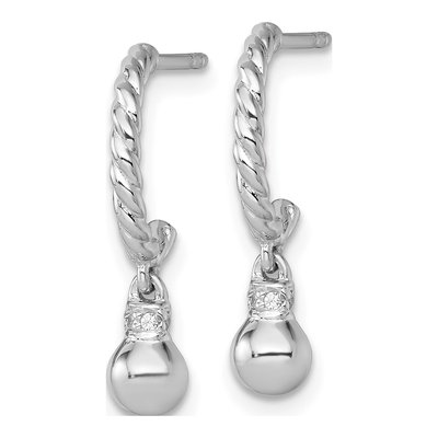 Sterling Silver 22mm CZ Twisted J- Hoop Earrings – view 3